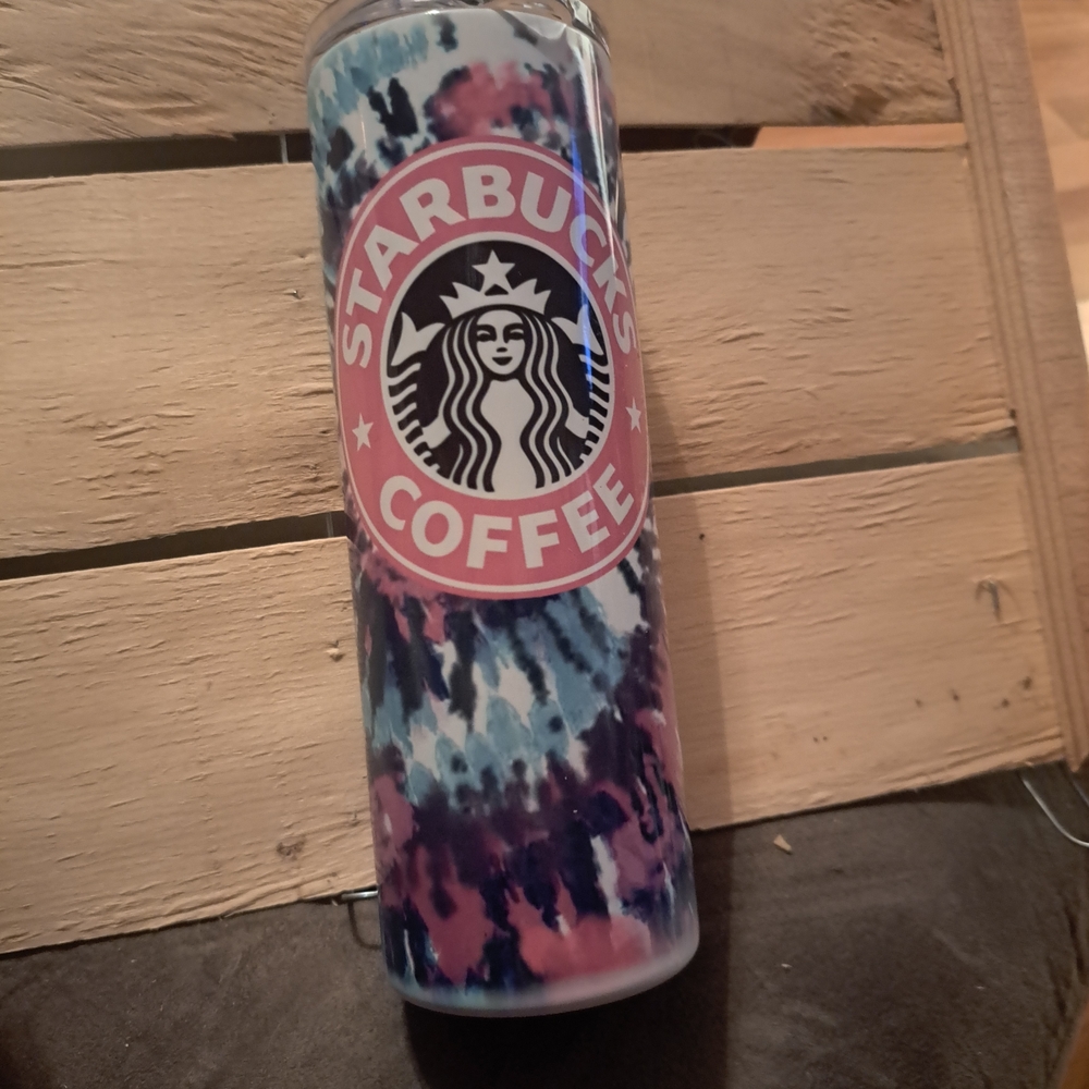 Starbucks Tie-Dye Tumbler with Pink Emblem